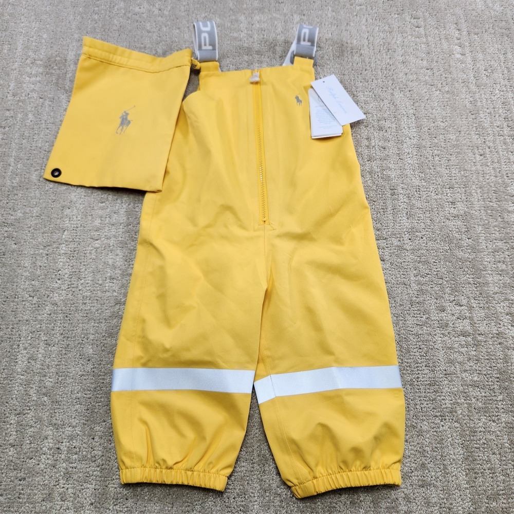 Ralph Lauren Bib Overalls Kids 12 Months‎ Infant Rain Waterproof Yellow NEW